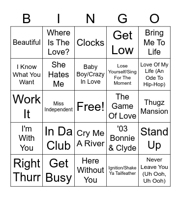 Billboard Year-End of 2003 Bingo Card