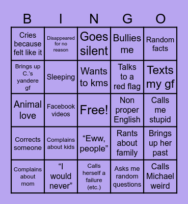 My Bestie bingo Card