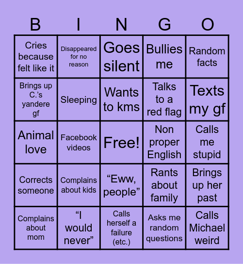 My Bestie bingo Card