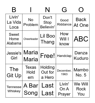 Music Bingo Card