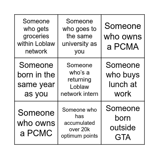 Loblaw Eat Together Bingo! Bingo Card