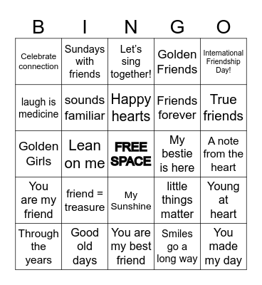 International Friendship Bingo Card