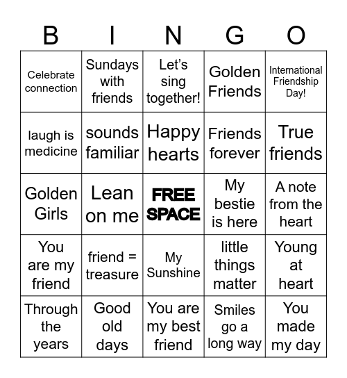 International Friendship Bingo Card