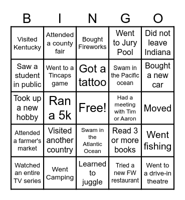 Teacher Summer Bingo Card