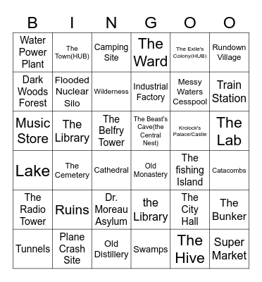DLC2 locations inside DL THE BEAST Bingo Card