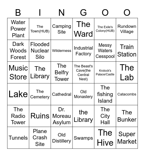 DLC2 locations inside DL THE BEAST Bingo Card