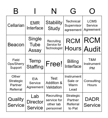 Cross Sell Bing Bingo Card