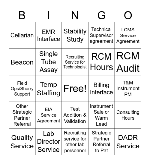 Cross Sell Bing Bingo Card