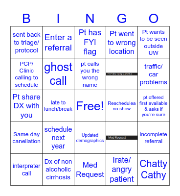 UW Health Bingo Card