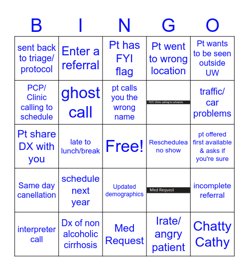 UW Health Bingo Card