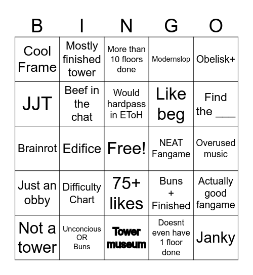 twoer creatr bingle Bingo Card