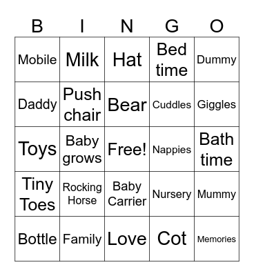Hello Baby! Bingo Card