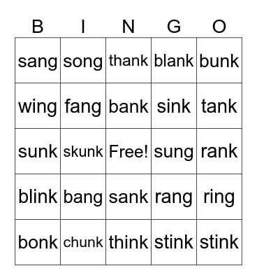 Glued Sounds BINGO Card