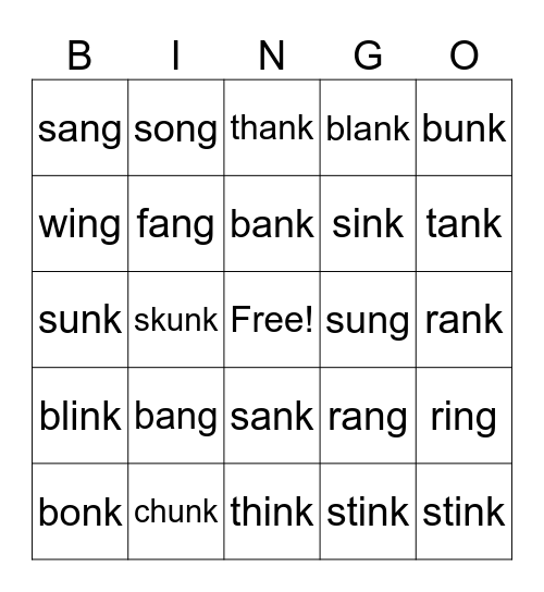 Glued Sounds BINGO Card