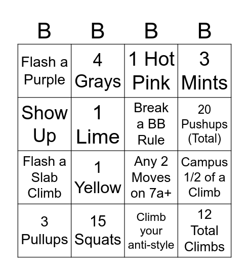 BB Bingo #2 Bingo Card