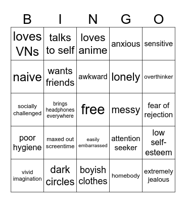 tomoko Bingo Card
