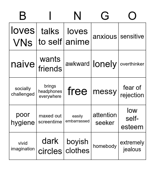 tomoko Bingo Card