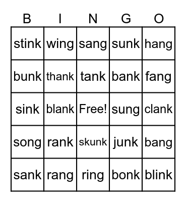 Glued Sounds BINGO Card