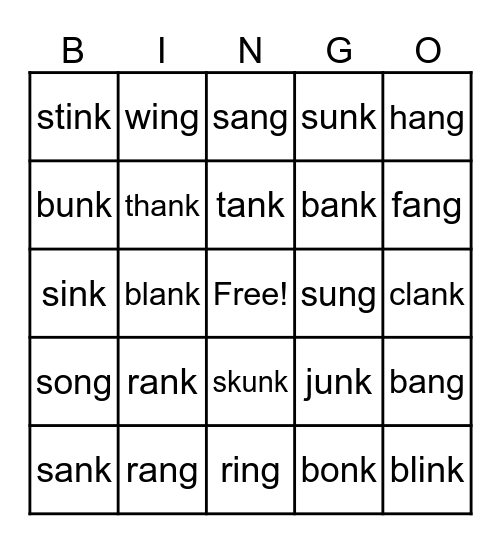 Glued Sounds BINGO Card