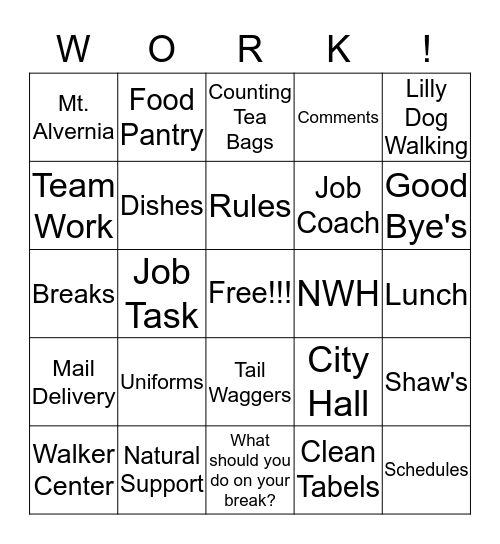The world of work Bingo Card