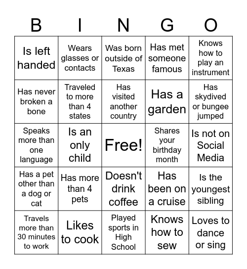 FIND A COWORKER WHO.... Bingo Card