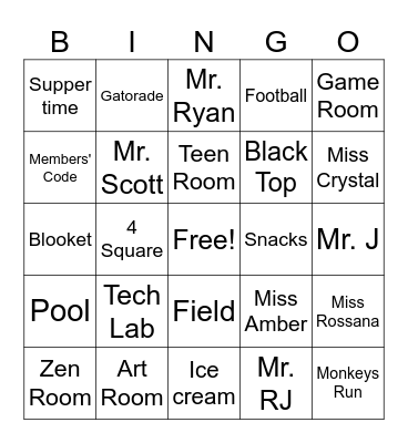 BGC of Lancaster Bingo Card