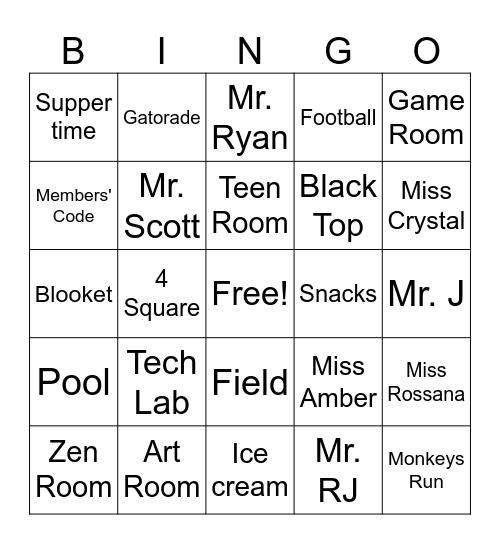 BGC of Lancaster Bingo Card