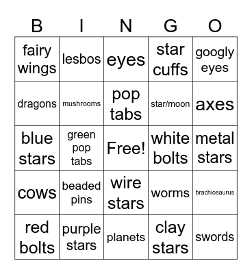 Earring Bingo! Bingo Card