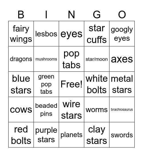 Earring Bingo! Bingo Card