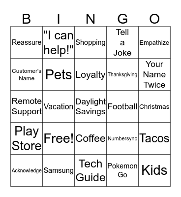 NRS Bingo Card