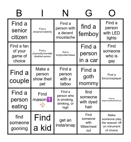 Omegle Bingo Card