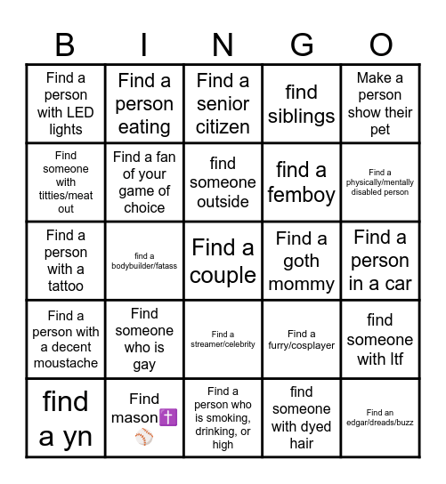 Omegle Bingo Card