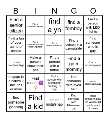 Omegle Bingo Card