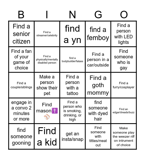 Omegle Bingo Card