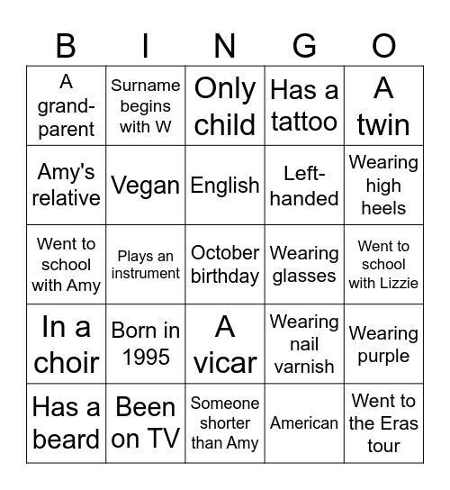 Find the Guest Bingo Card