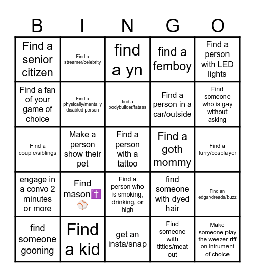 Omegle Bingo Card