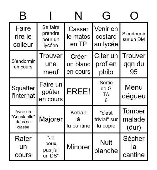 Bingo Prépa : Julien vs Marco Bingo Card