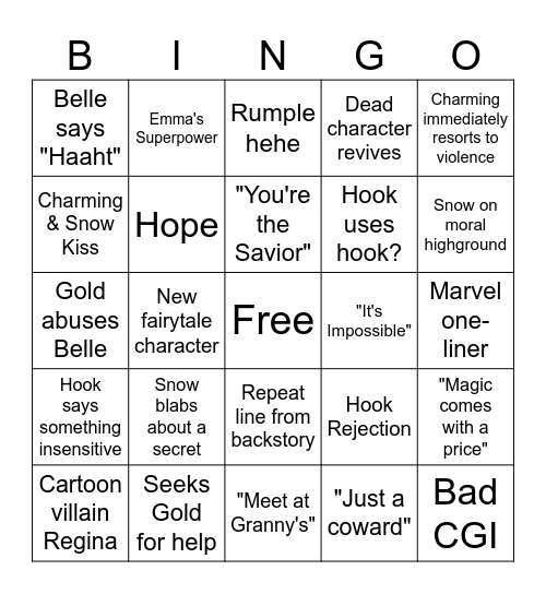 OUAT Bingo Card