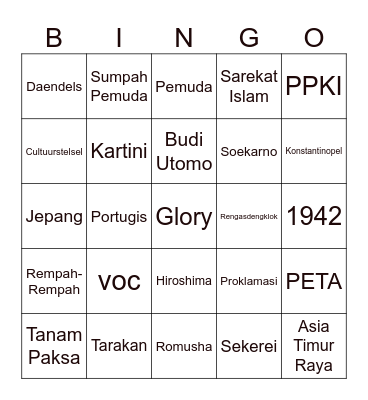 History BINGO! Bingo Card