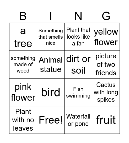 Mutant Conservatory Photo Bingo Card
