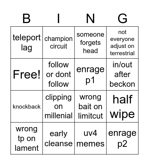 m8s :3 Bingo Card