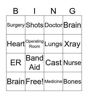 MEDICAL BINGO Card