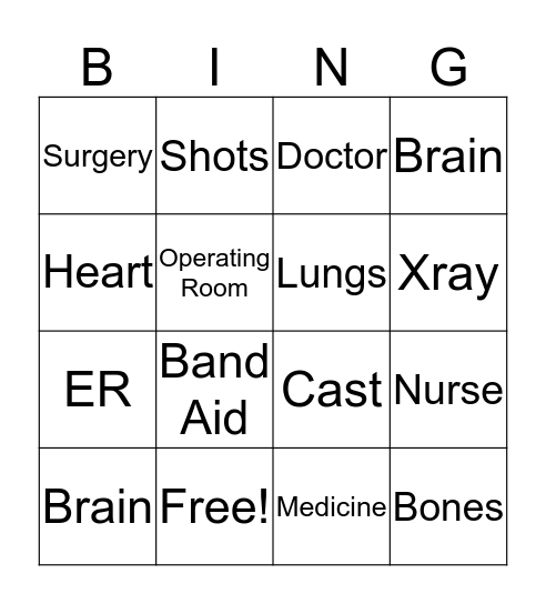 MEDICAL BINGO Card