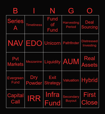 Private Markets Bingo!!! Bingo Card