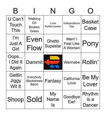 Replay Music Bingo 90’s Style Bingo Card