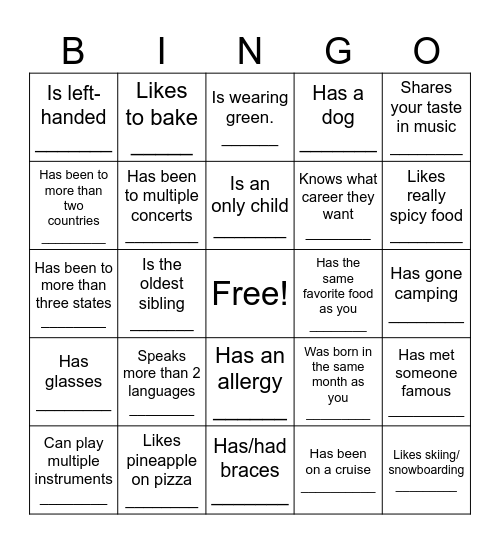 Icebreaker Bingo: Find Someone Who Bingo Card