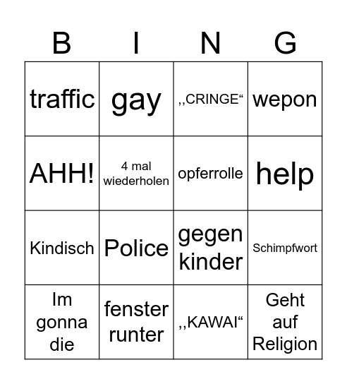 Karen bingo Card