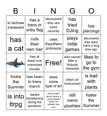 Trans Youth Bingo - Let's Get to Know Each Other Bingo Card