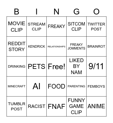 reels Bingo Card