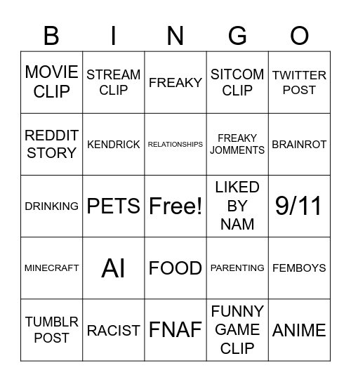 reels Bingo Card